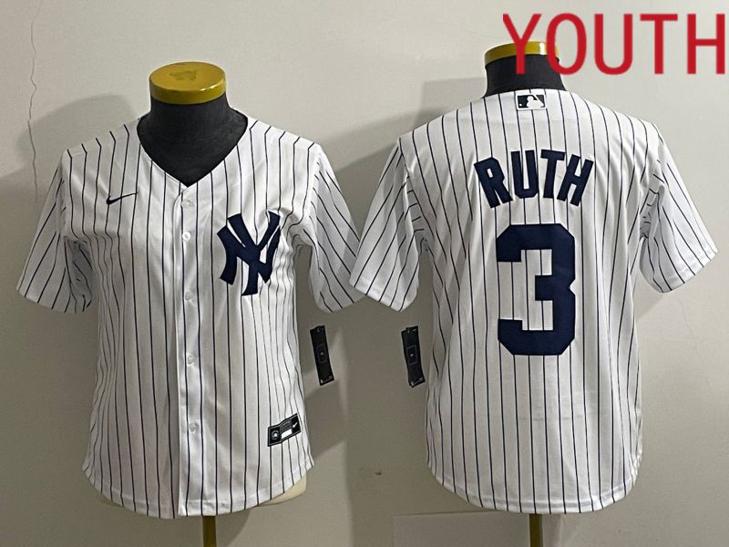 Youth New York Yankees 3 Ruth White Nike Game MLB Jersey